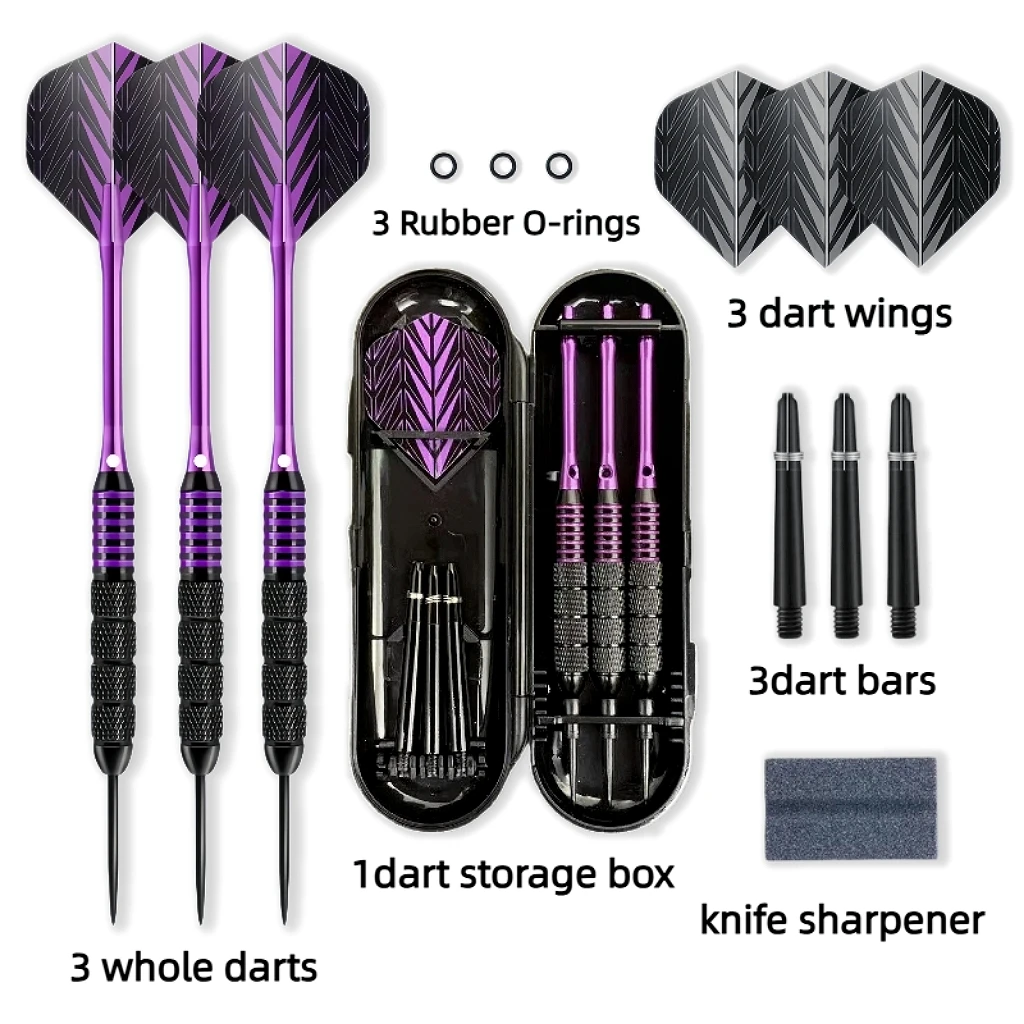 24g Steel Needle Dart Professional Set, Striped Deep Groove Iron anti Slip Grip, High-Quality Aluminum Alloy Rod, Good Dart Gift