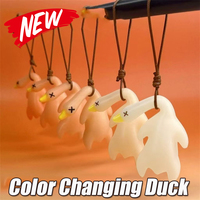 Funny Color Change Duck Pendants for Bag Ornament UV Photochromic Simulation Roast Duck Keyrings for Women Birthday Gift