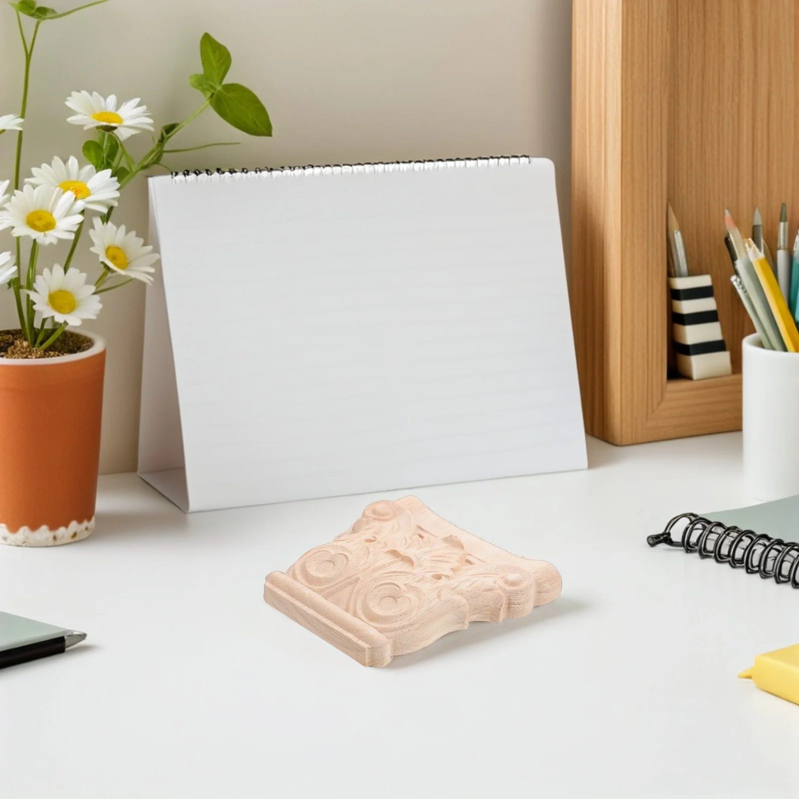 

2Pcs European Style Wood Corbels Solid Wood Roman Column Wall Brackets Decorative Shelf Supports Handcarved Floral Pattern