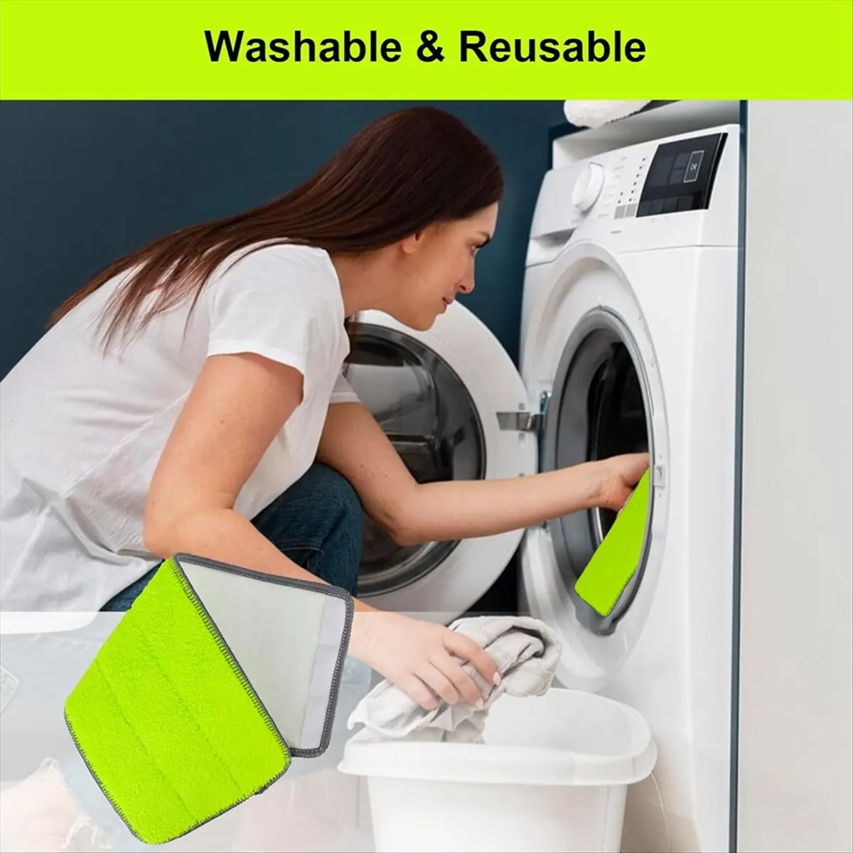 

2026 + сменные подушечки для швабры из микрофибры для системы ополаскивания «N Wring», моющиеся, многоразовые, 6 шт. в упаковке