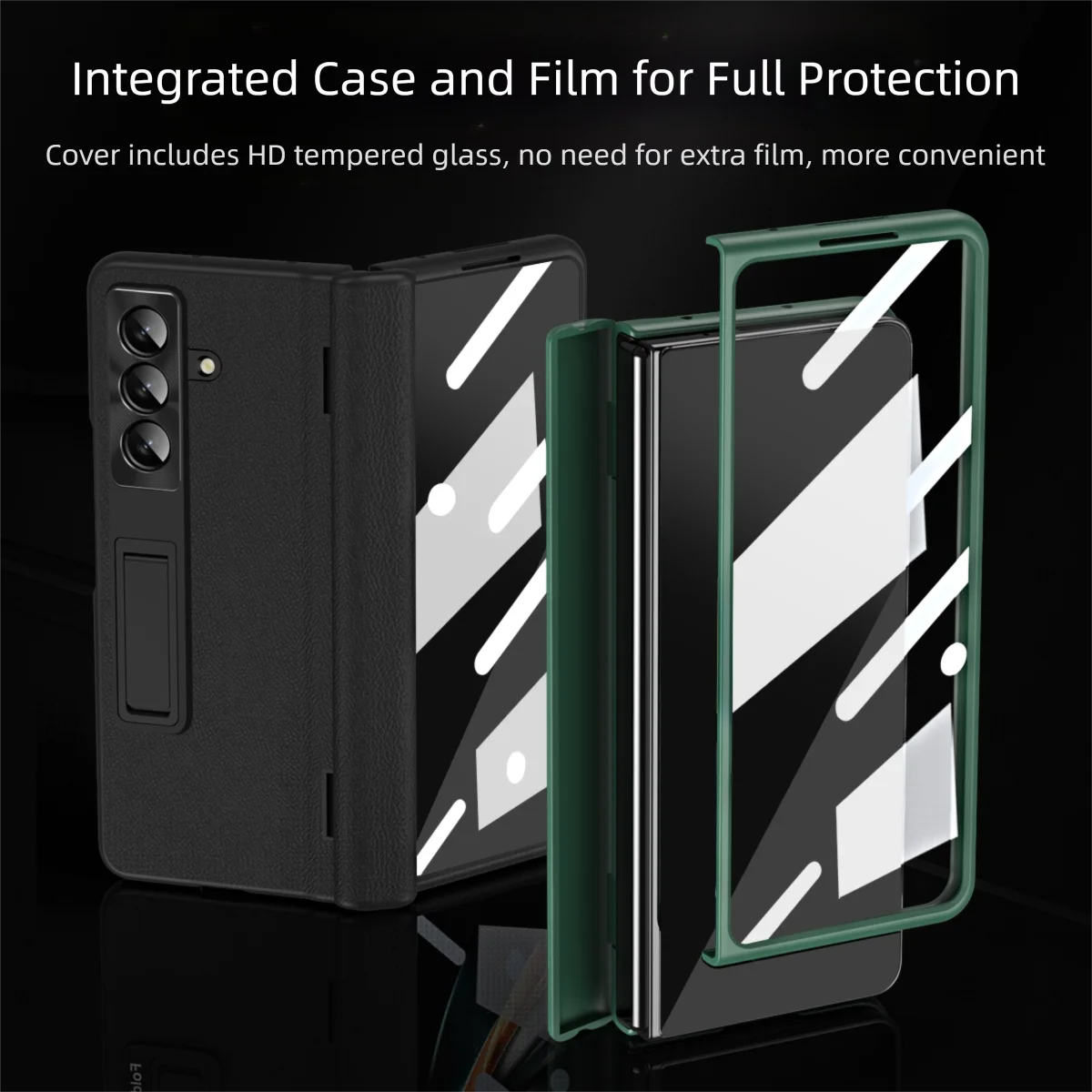 Leather Phone Case for Samsung Galaxy Z Fold 7 6 5 4 3 Fold7 Fold6 Fold5 Magnetic Hinge Stand Back Cover with Mirror Film YYC006 - Image 4