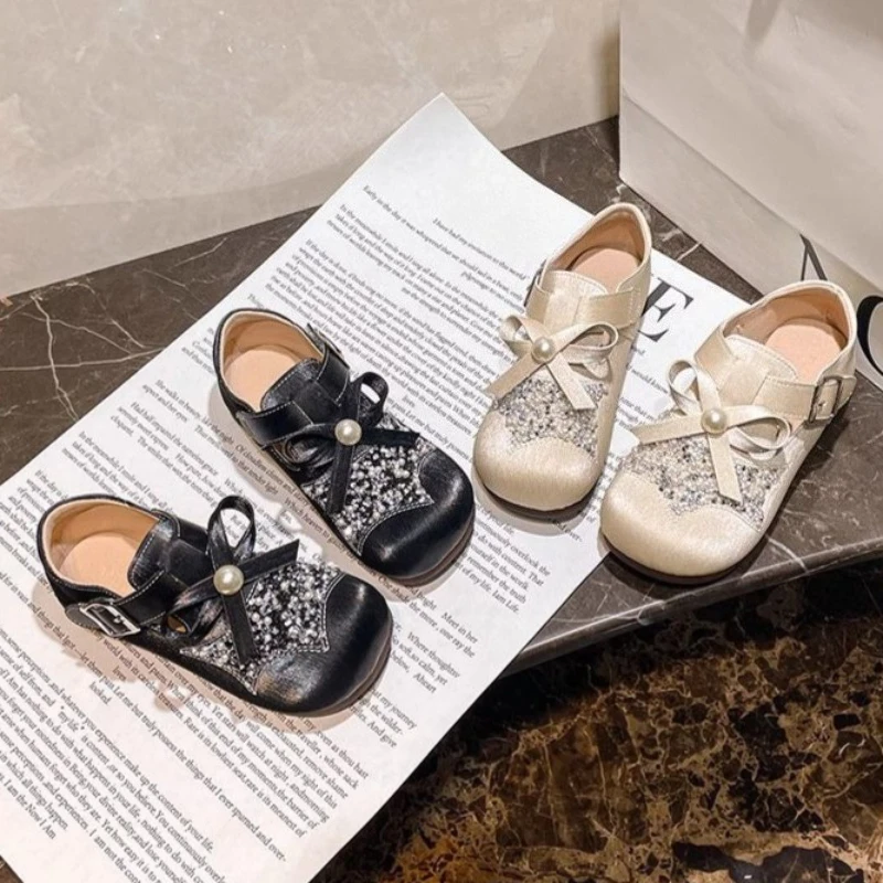 Picture 7: New Girls Princess Leather Dress Shoes Soft Sole Crystal Embellished Trendy Design for Spring Autumn Kids Fashion Footwear