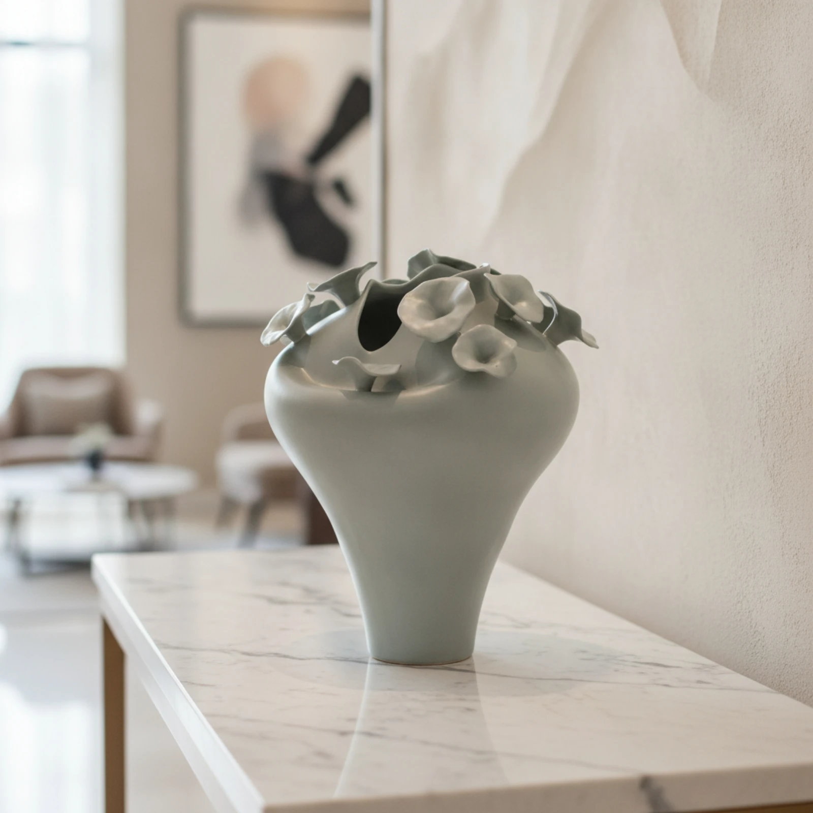 Ceramic Vase Handmade Decorative Vase Vessel Organic Sophisticated for Home Decor, Living Room