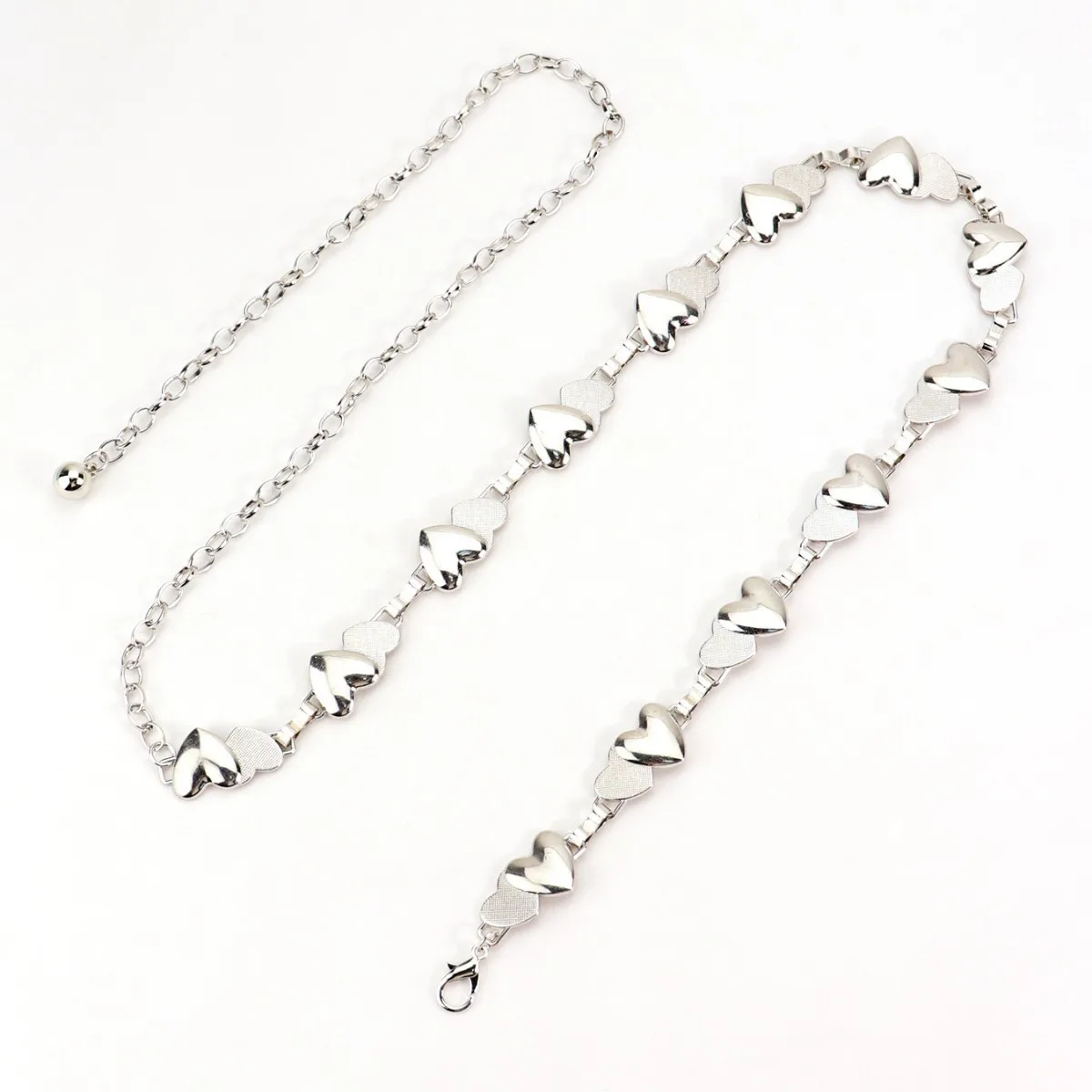 Women's Waist Chain Belt Luxury Silver Waist Chain Belts with Heart Design for Dress Fringes Decoration Waistbands Body Jewelry