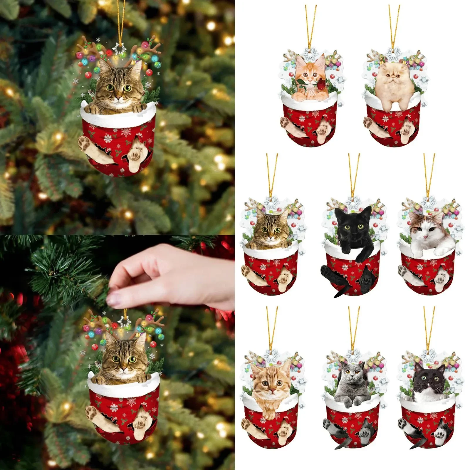 New Christmas Tree Skirts Santa Claus Printed Sock Cat Tree Bottom Decor Mat Christmas Tree Decoration Indoor Outdoor Decor