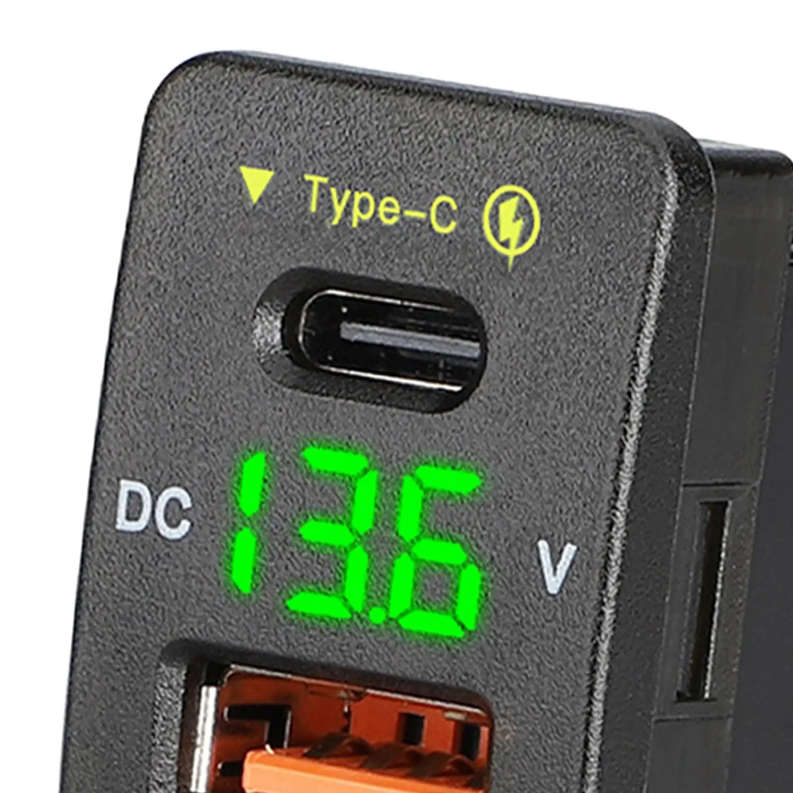 Car Phone Charger Adapter Dual Port PD QC3.0 Fast Charge LED Voltage Display for Mobile Devices