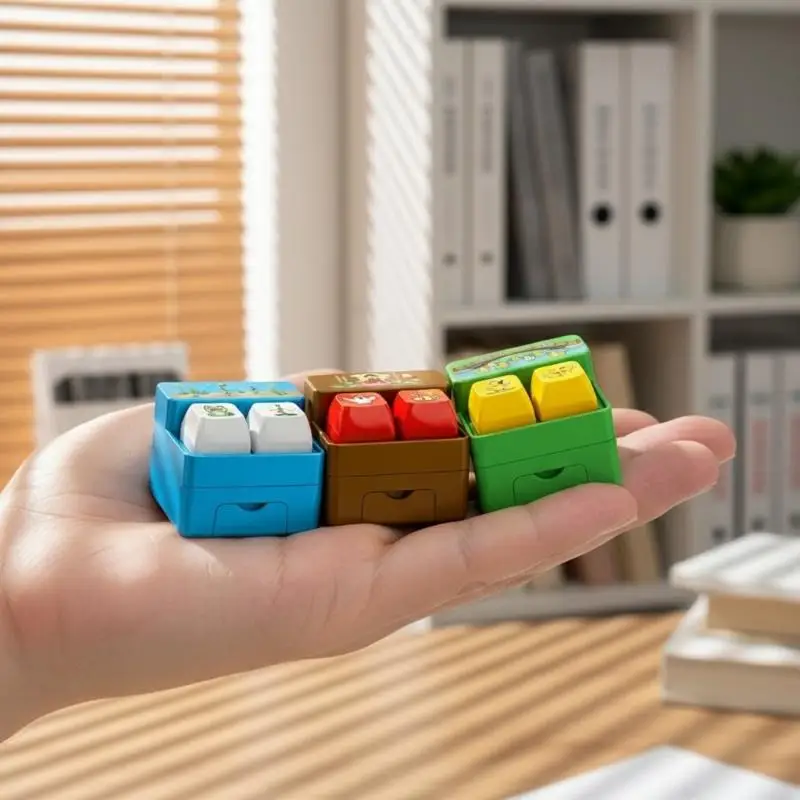 New！Fingertip Button Keyboard Games Keychain Plastic Cartoon Interactive Keychain Portable With LED Light Phone Stand Office