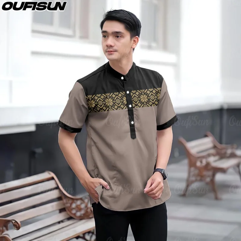 Malaysian Cocoa Shirt Modern Style Men Batik Short Sleeve Shirt Eid Shirt 2025 Kurta Shirt Made Quality Fabric Top KOKO MEN