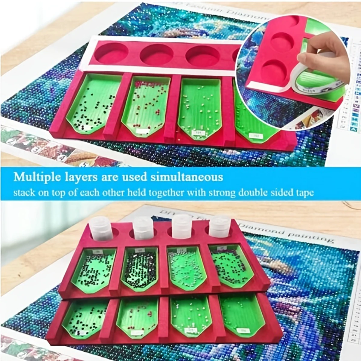 2pcs/set Foam Diamond Painting Cross Stitch Tool Moasic Accessories Tray Plate Organizer For Storage Boxes Containers