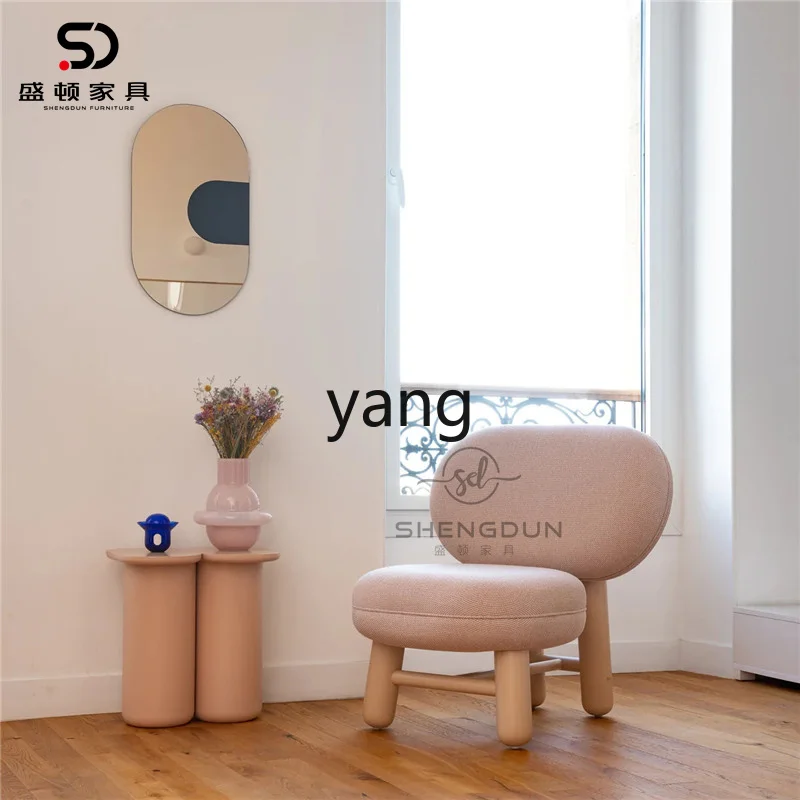 LTT Modern Simple Solid Wood Lamb Fleece Leisure Chair Living Room Sofa Chair Wabi Sabi Wind Lazy Chair