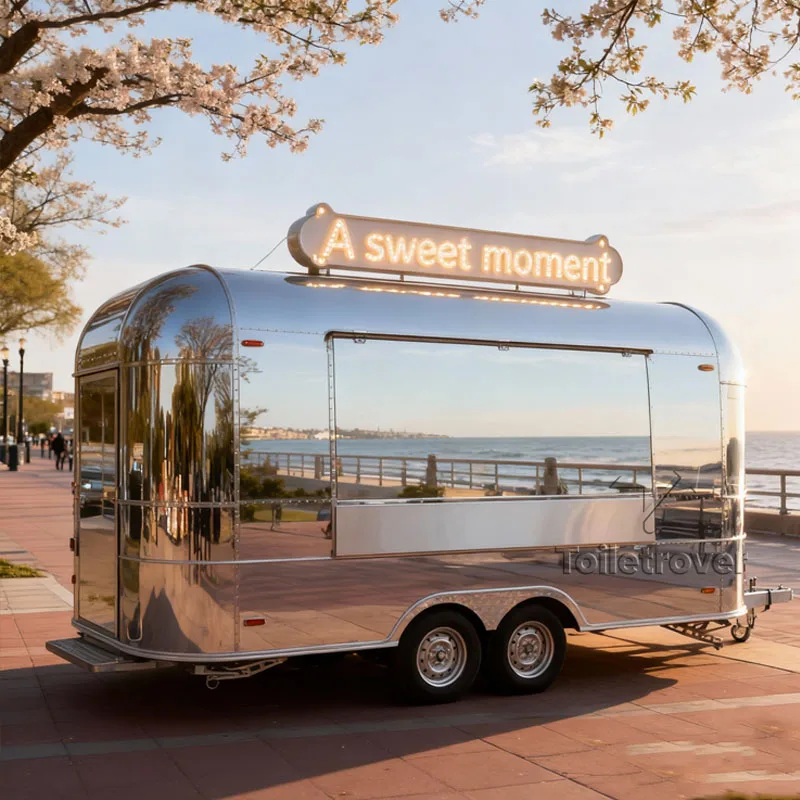 

Street Custom Mobile Kitchen Food Trailer Crepe Smoothie Dessert Pancake Donut Bakery Hot Pink Food Truck for Sale