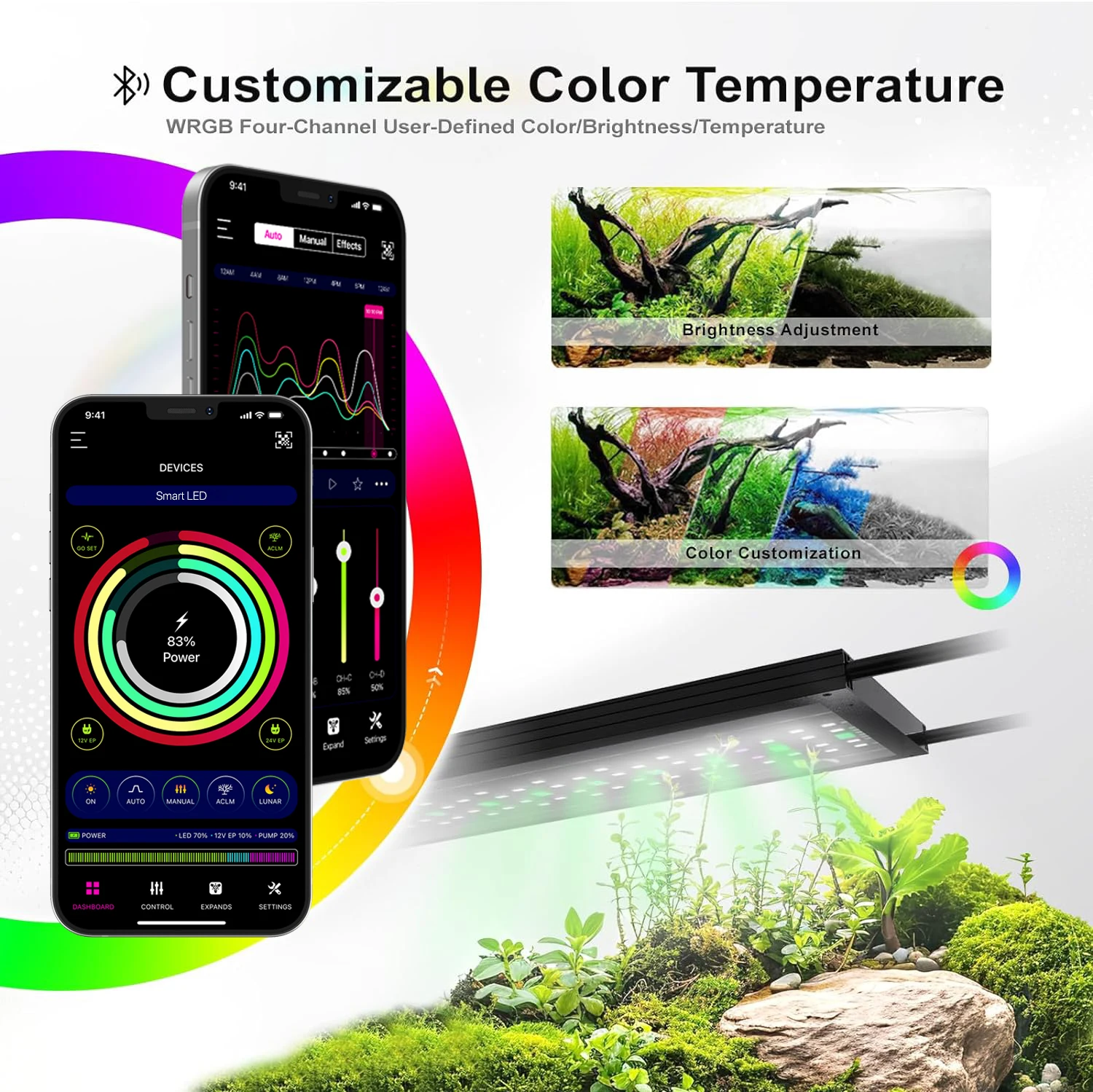 Extreme Series LED Aquarium light Adjustable bracket App Control Stimulate Plant Growth Water Grass Fish Tank Lamps