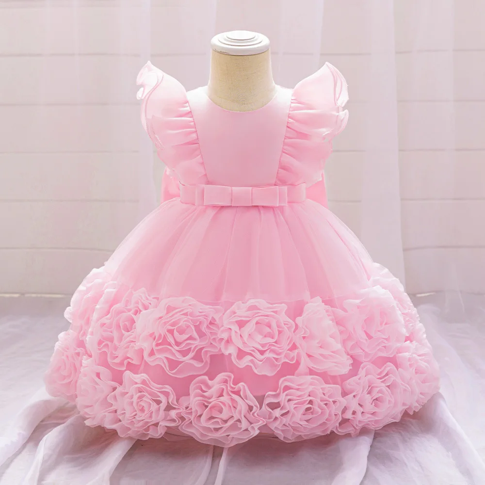 

Grace Stylish 6M-4 Years Baby Toddler Ruffled Big Flower Girl Birthday Party Graduation Ceremony Pageant Dress