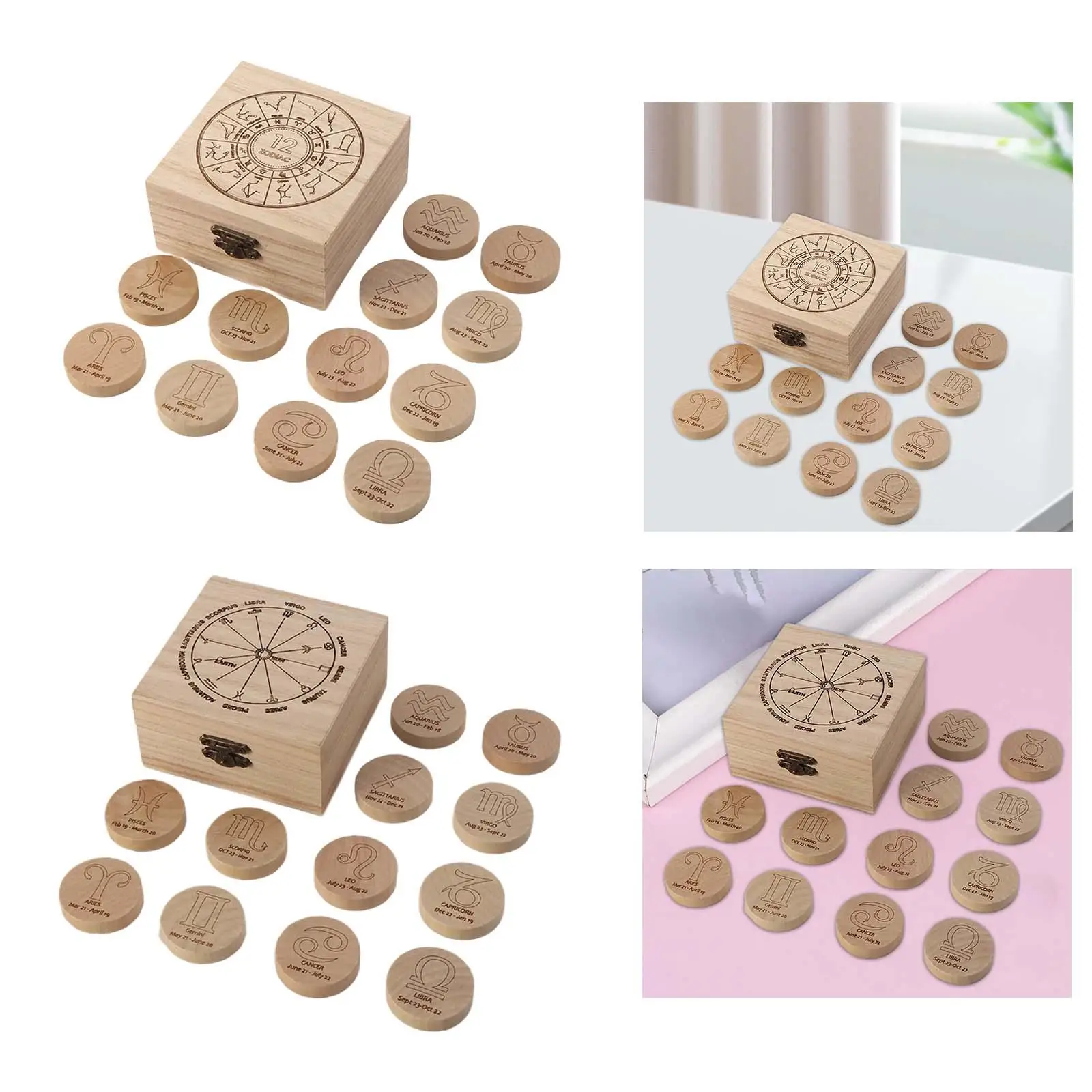 Wood Runes Set with Storage Case Rune Elements Alphabet Witch Supplies Witch Gift Witches Runes Divinatory Tools for Desk Office