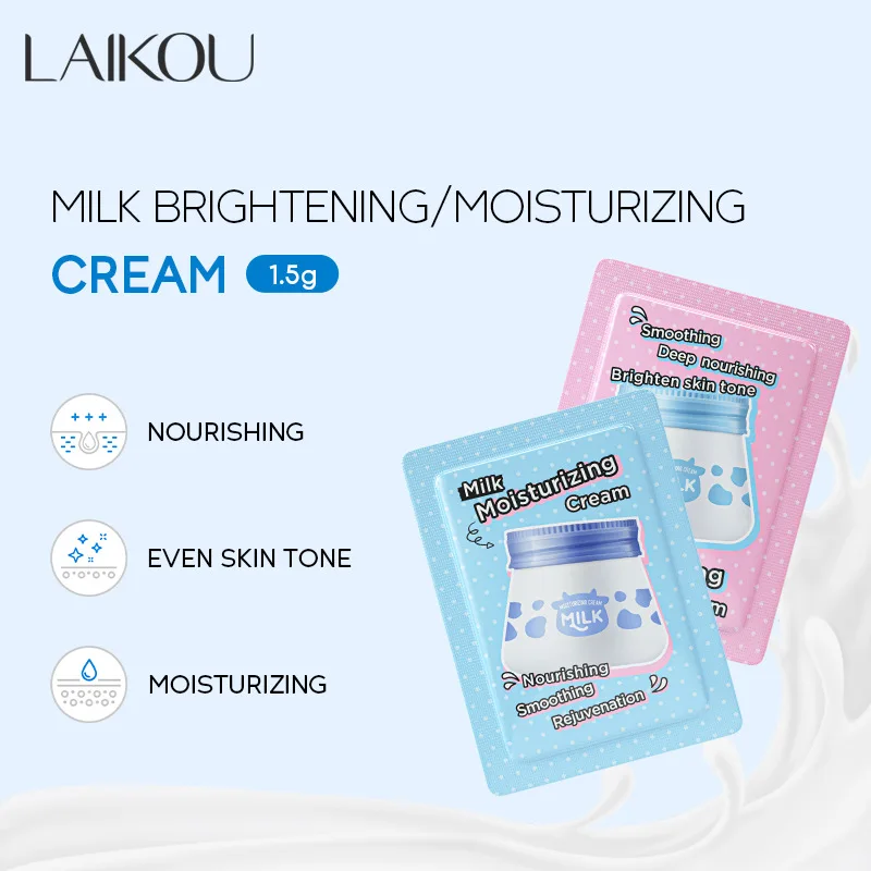 10Pcs Milk Hyaluronic Acid Face Cream Moisturizing Smoothing Skin Hydrating Facial Cream Nourishing Face Skin Care Products