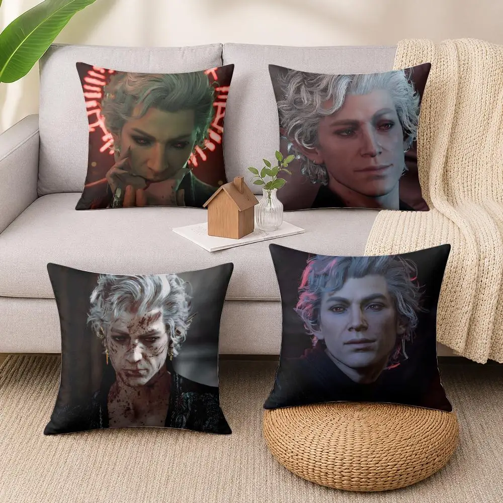 Game BG3 A-Astarion Cushion Cover Wrinkle-Resistant Short Plush Cushion Covers Breathable Machine-Washable