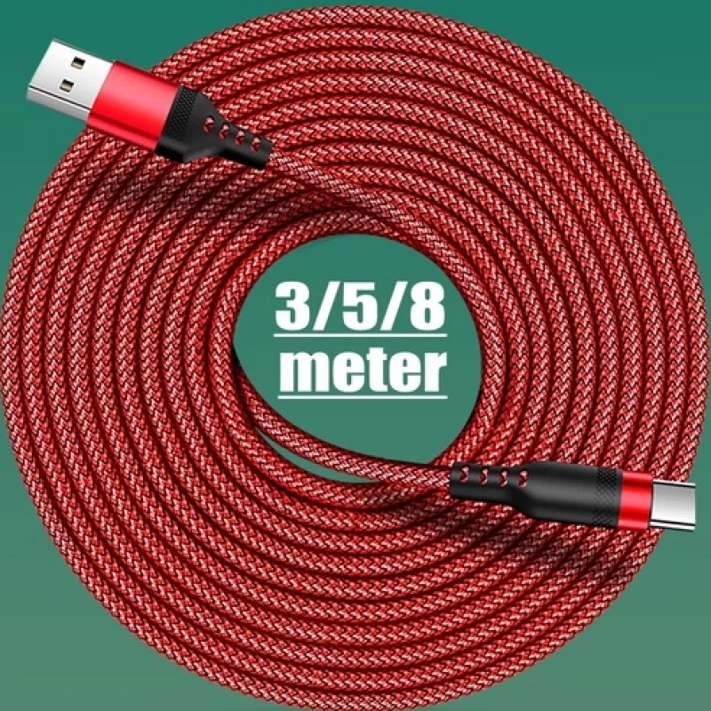 Extended Type C Data Cable for Samsung Apple Android Huawei Oppo Millet Vivo Mobile Phone Fast Charging Cable 8m 5m 3m Cord image 2