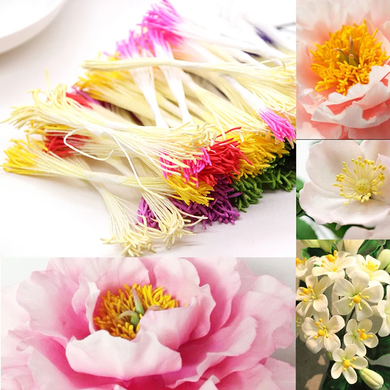 New Fashion 8cm head length Double Heads DIY Artificial Mini Pearl Flower Stamen Pistilc Floral Stamen For Wedding Party 