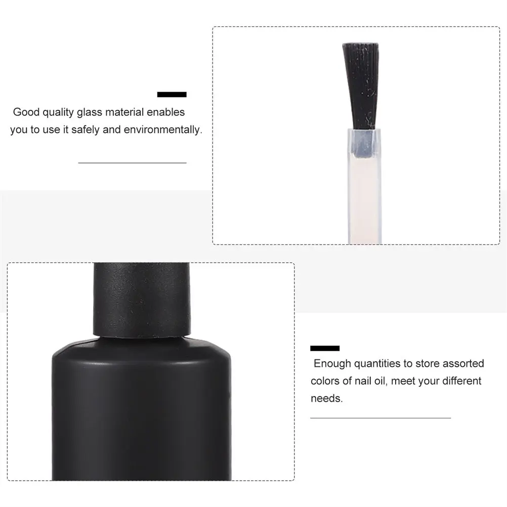 12Pcs Empty Nail Polish Bottle Glass Refillable Nail Varnish Storage Container Compact Portable Leakproof Travel Friendly