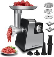 Electric Meat Grinder, 2800W Max Sausage Stuffer,Stainless Steel Meat Mincer With 2 Blades, 3 Plates, Sausage Tube And Kubbe Kit