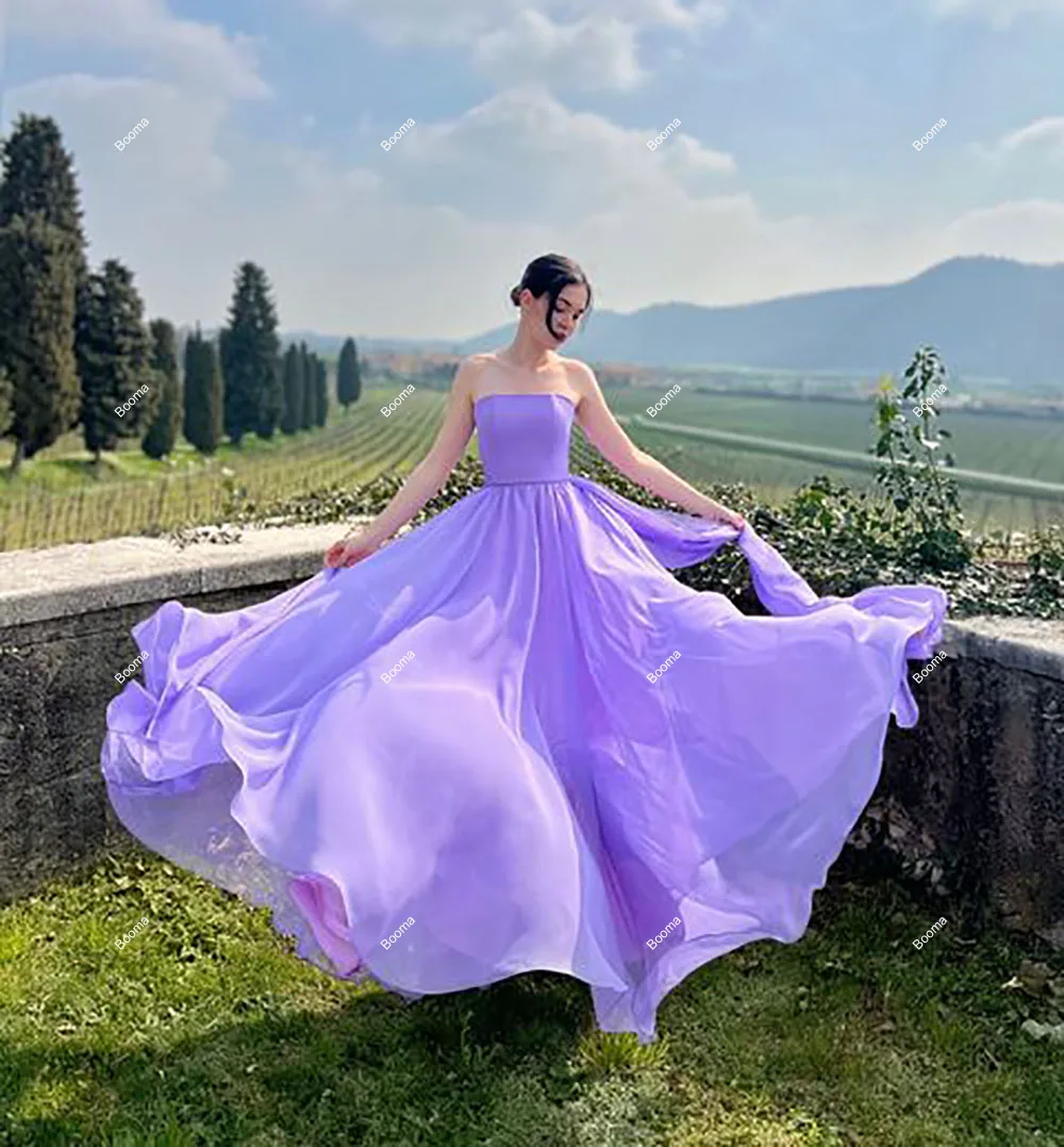 Booma lavanda a-line abiti da ballo Off spalla senza maniche abiti da sera lunghi per le donne abiti per occasioni formali abito da festa