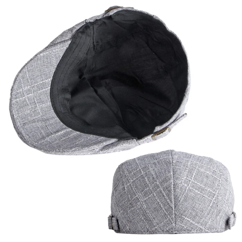 Vintage Beret Hat For Men Cabbie Visor Women Herringbone Peaked Cap Breathable Plaid Flat Cap Summer Duckbill Hat Adjustable