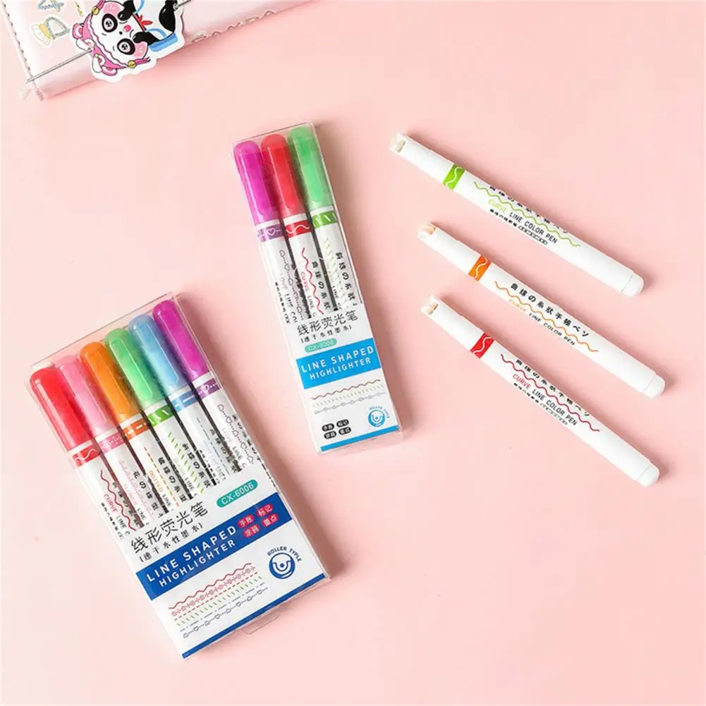Easy to Fix Long Service Time Multi Color Roller Tip Line Shaped Highlighter Pen for Gift