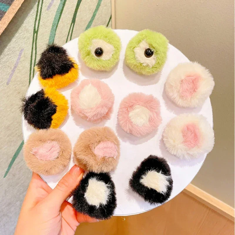 1 Pair Lovely Cat Ear Hair Clips Cute Cat Ear Hairpin Plush Pair Clips Three-dimensional Hairclaw Hair Claw Pin Clip Accessories