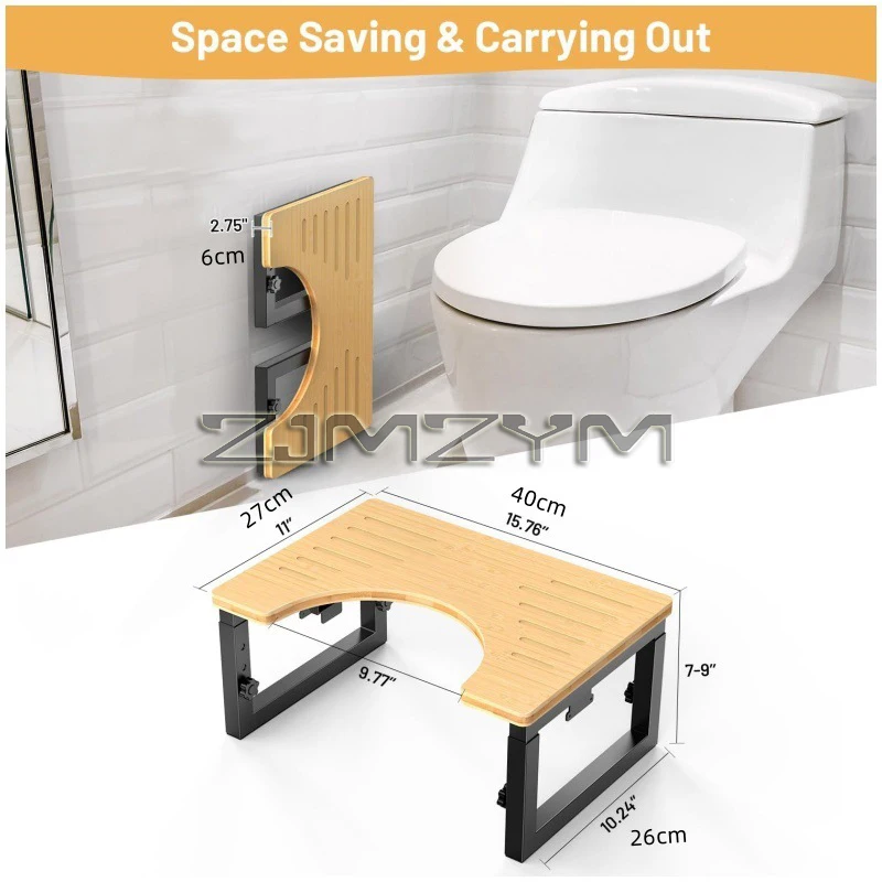 طوي الخيزران كرسي مرحاض غير الشريحة أنبوب مقعد القرفصاء مقعد قابل للتعديل ارتفاع القرفصاء البراز للحمام