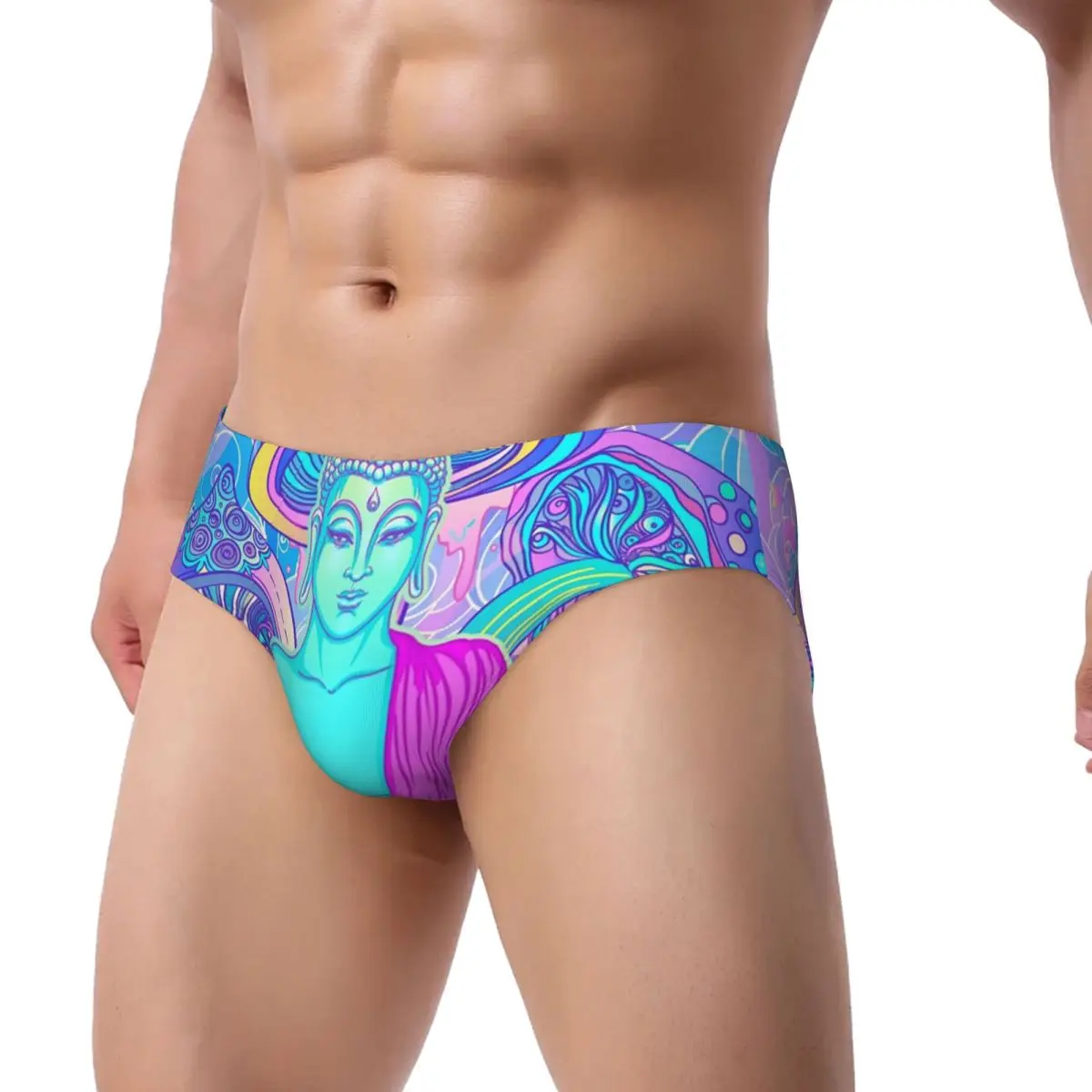 Custom Men's Psychedelic Magic Mushroom Panties Underwear Male Comfort Trippy Buddha Briefs Underpants