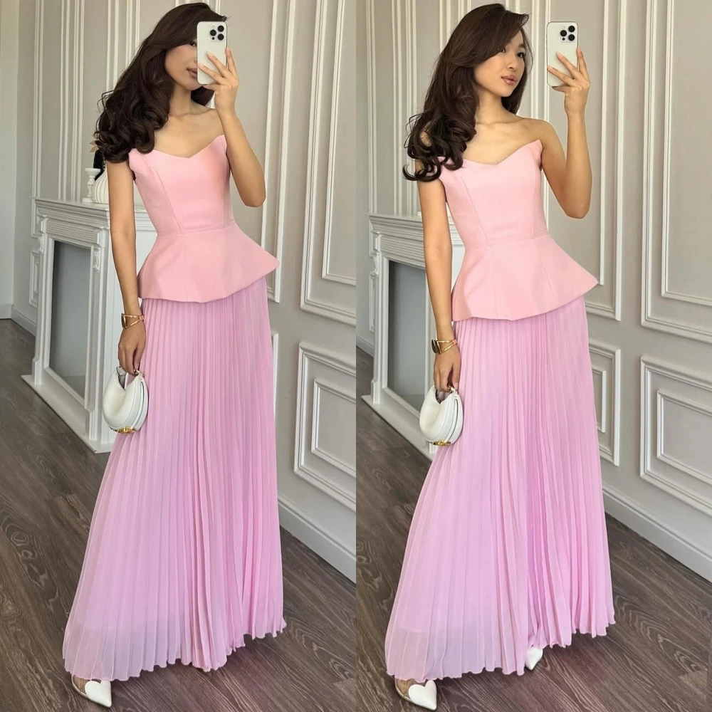

Customized Classic Strapless Chiffon Evening Dress Sexy Sleeveless Cocktail Dress Temperament Special Occasion Gowns