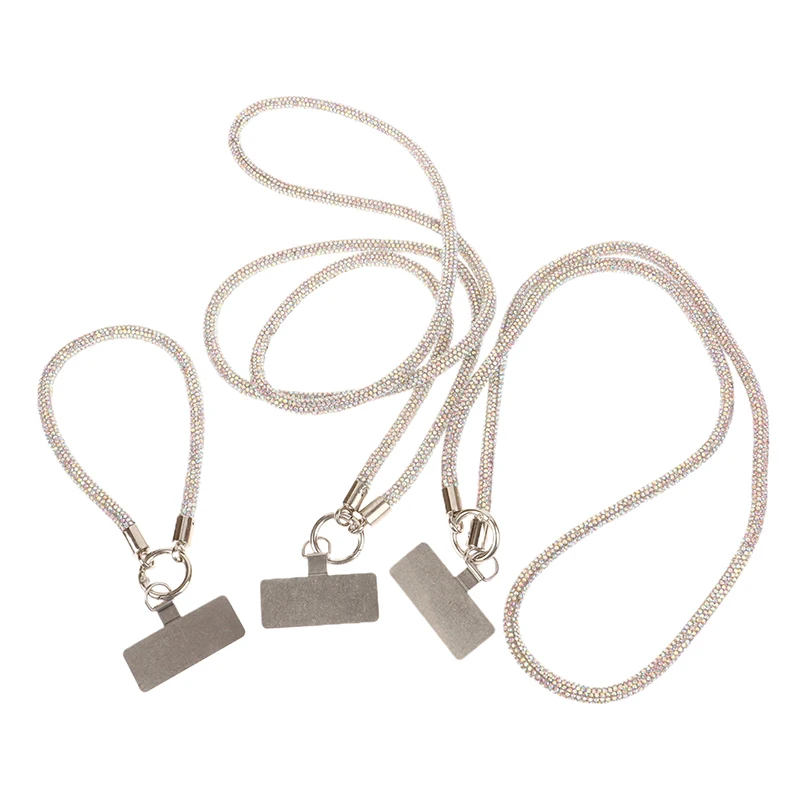 INS Style Glitter Rhinestone Phone Lanyard Bright Bling Bling Diamond Crystal Keychain Anti-lost Wrist Rope Phone Accessories