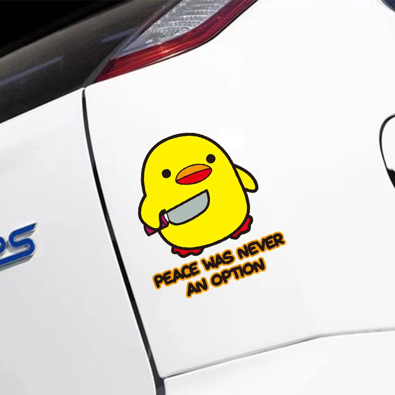

Водонепроницаемая виниловая наклейка «Мир никогда не был возможностью» с забавной желтой уткой и ножом для украшения автомобиля, мотоцикла, ноутбука (1 шт.)