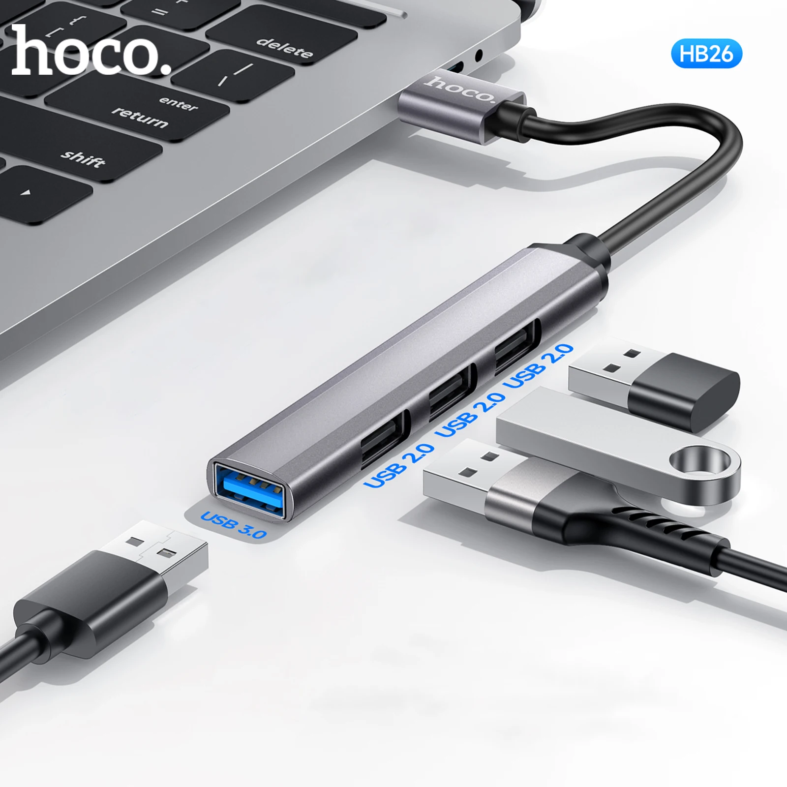 Hoco 4 in 1 USB C to USB 3.0 2.0 HUB Multi Splitter Adapter For Macbook Laptop Accessorie Aluminum Alloy OTG 5Gbps Multiport HUB