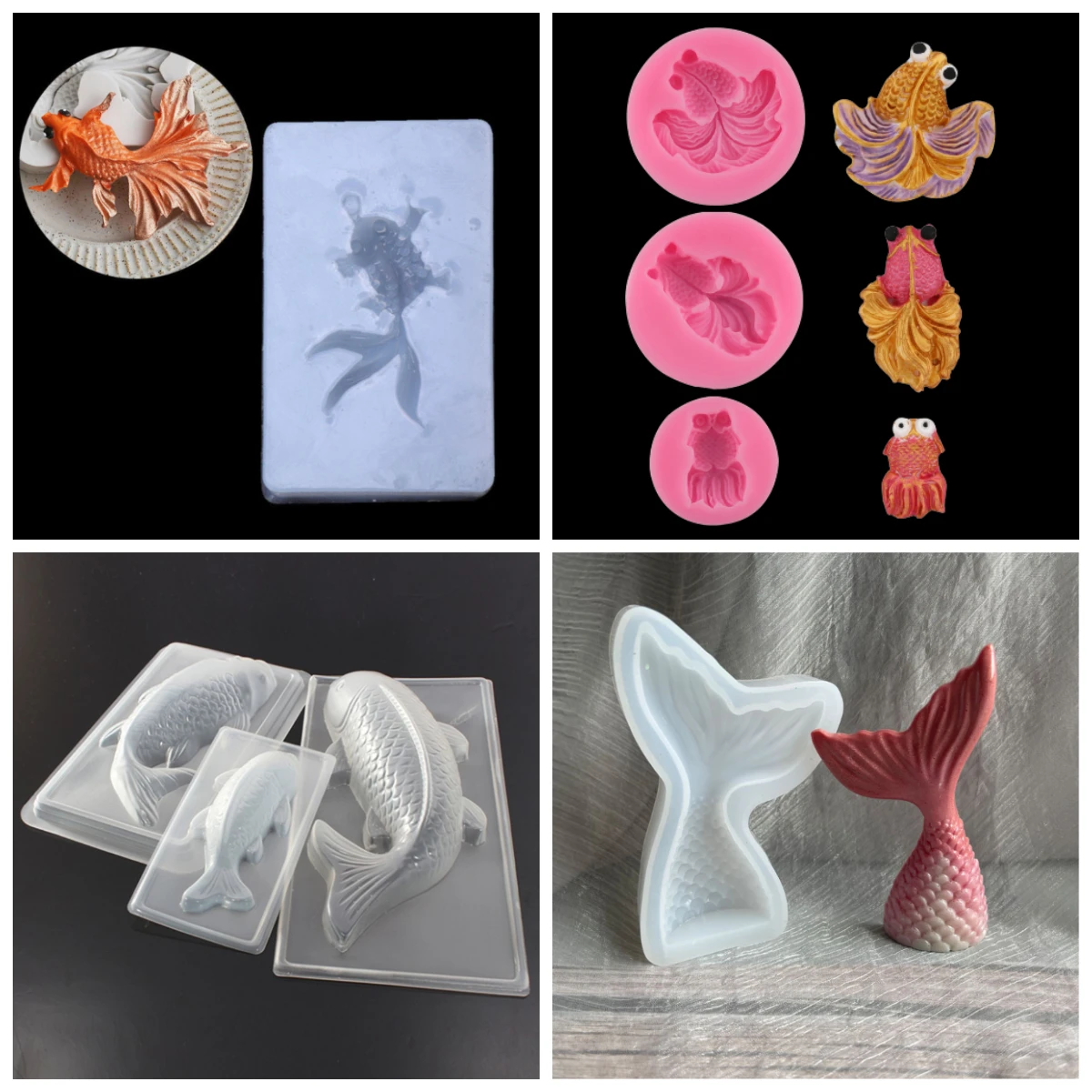 New Silicone 3D Goldfish Angel Octopus Esc Pendant Liquid Mold DIY Resin Jewelry Making Craft Tool Cake Mold