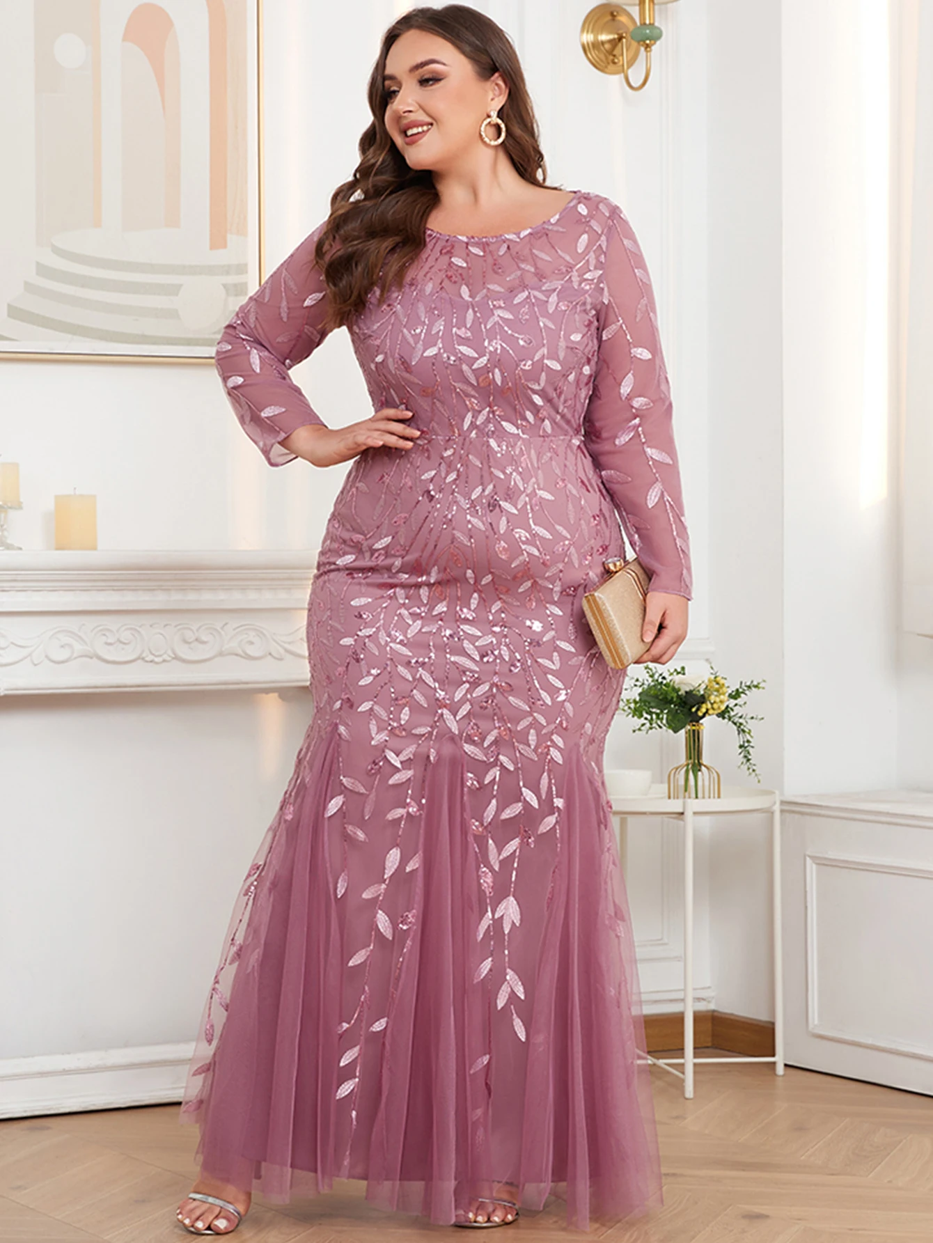 Sexy pink see through maxi sequin summer dress women elegant mesh bridesmaid party dresses long sleeve evening dresses vestidos