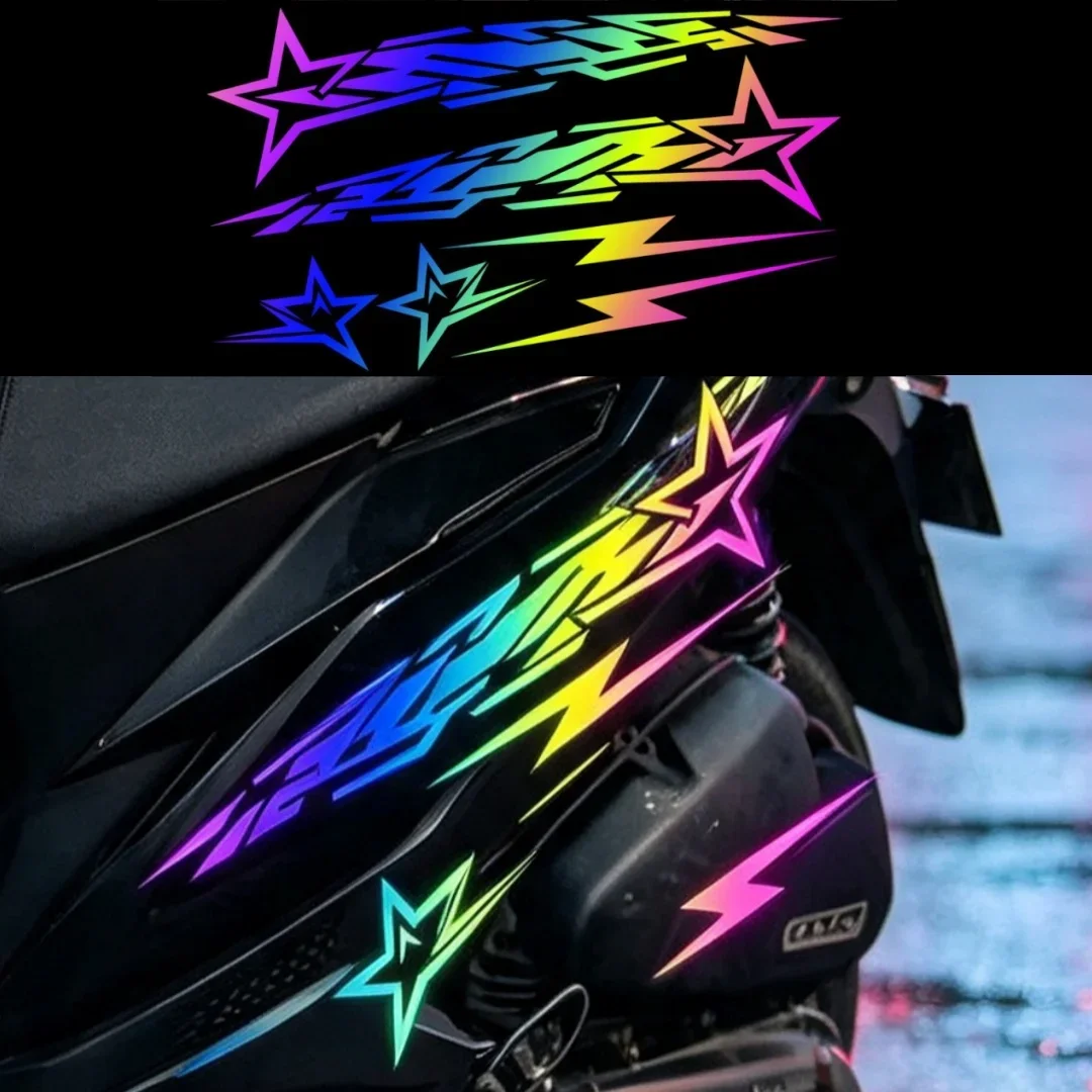 Five-Pointed Star Lightning Vinyl Stickers, JDM Style Car Side Decals, Scratch Cover Vehicle Decor