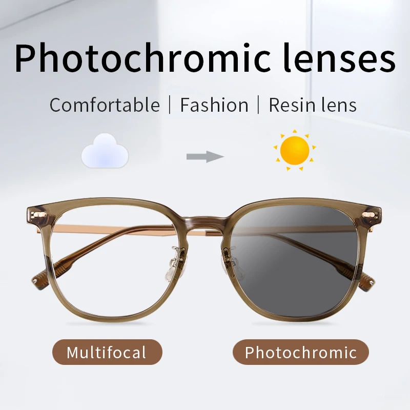 Photochromic Progressive Reading glasses Ultralight Large Oversized Pure Titanium TR90 Frame Multifocus Reading Glasses