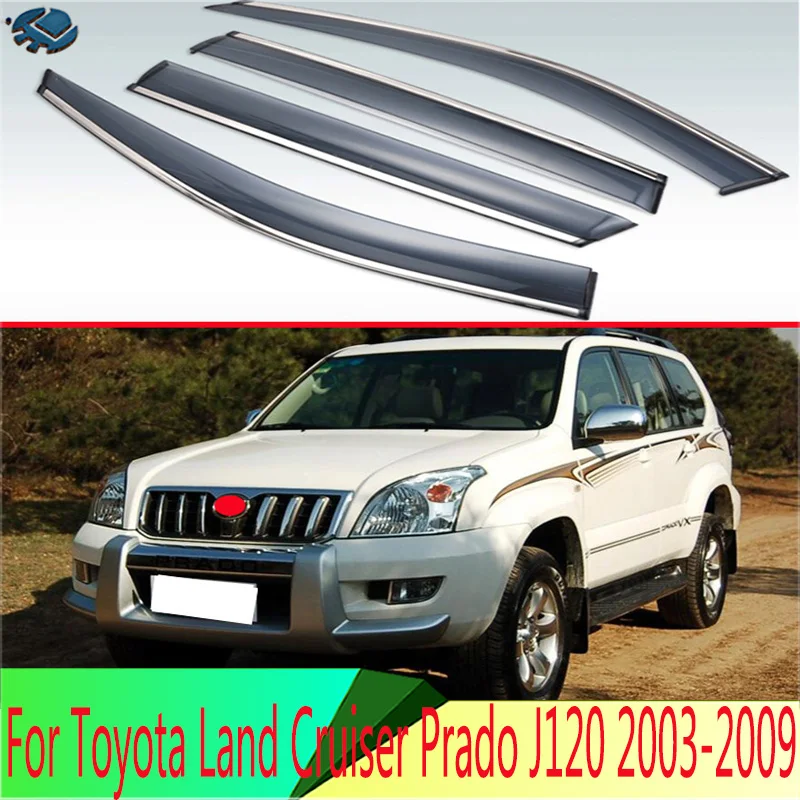 For Toyota Land Cruiser Prado J120 2003 2004 2005 2006 2007 2008 2009 Plastic Exterior Visor Vent Shades Window Sun Rain Guard