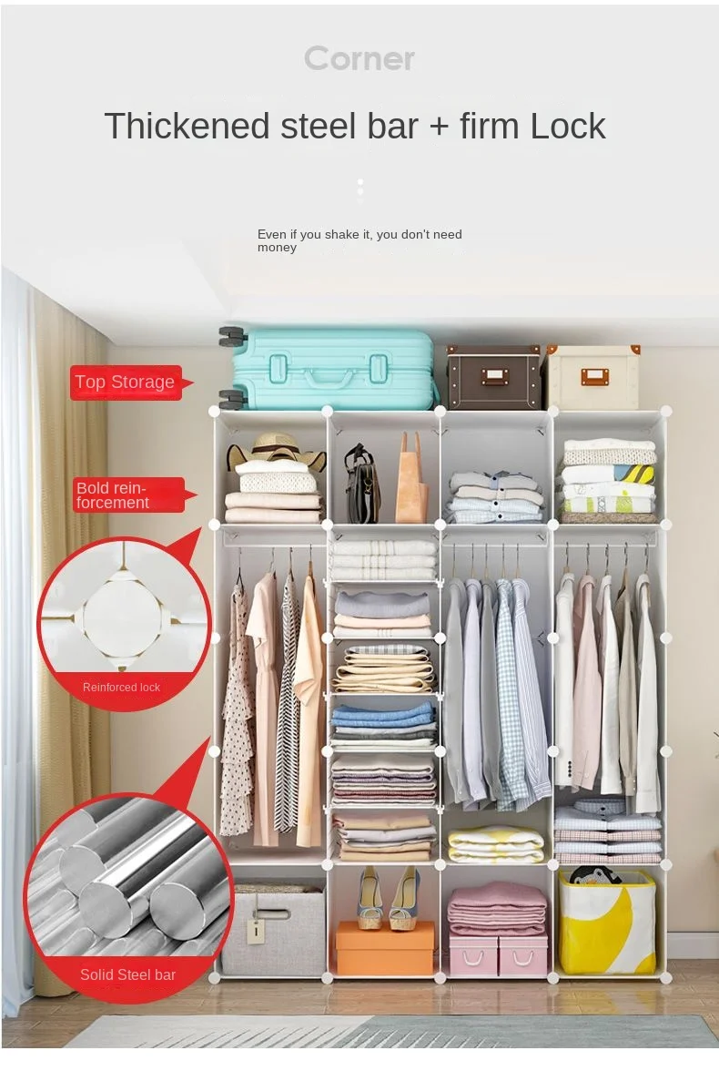 Household Bedroom Dustproof Clothes Cabinets Plastic Collapsible Durable Storage Rack Of Foldable Simplicity Wardrobe Furniture