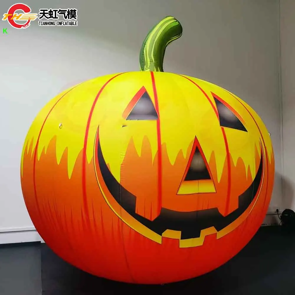 Livraison rapide 4m modèle de citrouille gonflable éclairage LED ballon au sol gonflable pour la décoration d'halloween