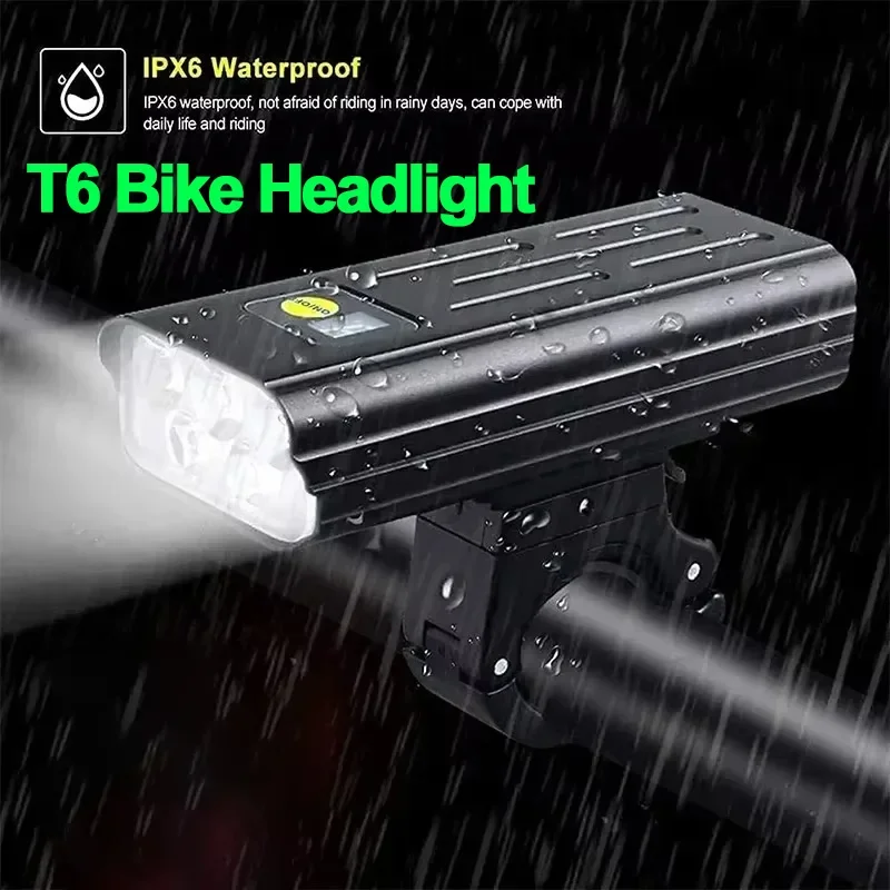 

T6 2300LM Bicycle Front Light Type-C USB Rechargeable MTB Bike Lamp Headlight Waterproof Cycling Flashlight