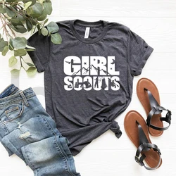 Girl Scouts T Shirt Camping Shirt Girl Scouts Group T-Shirt Girls Graphic Tees Short Sleeve Tshirt Ladies Casual Tops T Shirts