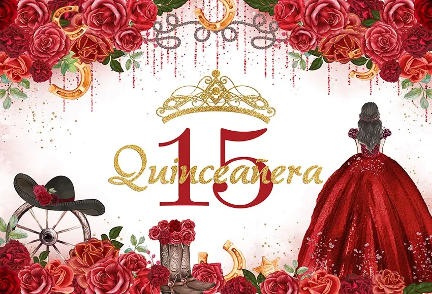 Mehofond-Fondo de fotografía de Quinceañera, corona de flores, princesa para niña, 15 ° cumpleaños, decoración de fiesta, telón de fondo para estudio fotográfico