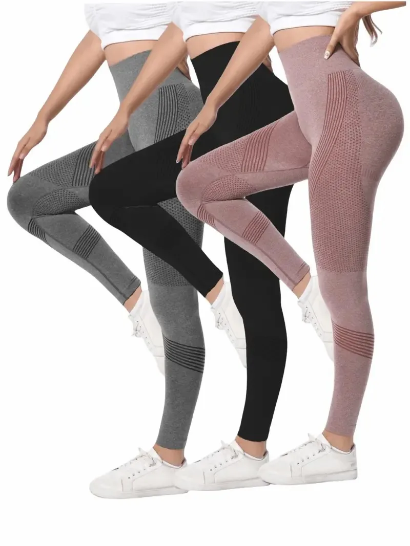 Pantalon de yoga taille haute sans couture, ultra respirant, séchage rapide, adapté à la course à pied, au fitness, aux couleurs unies