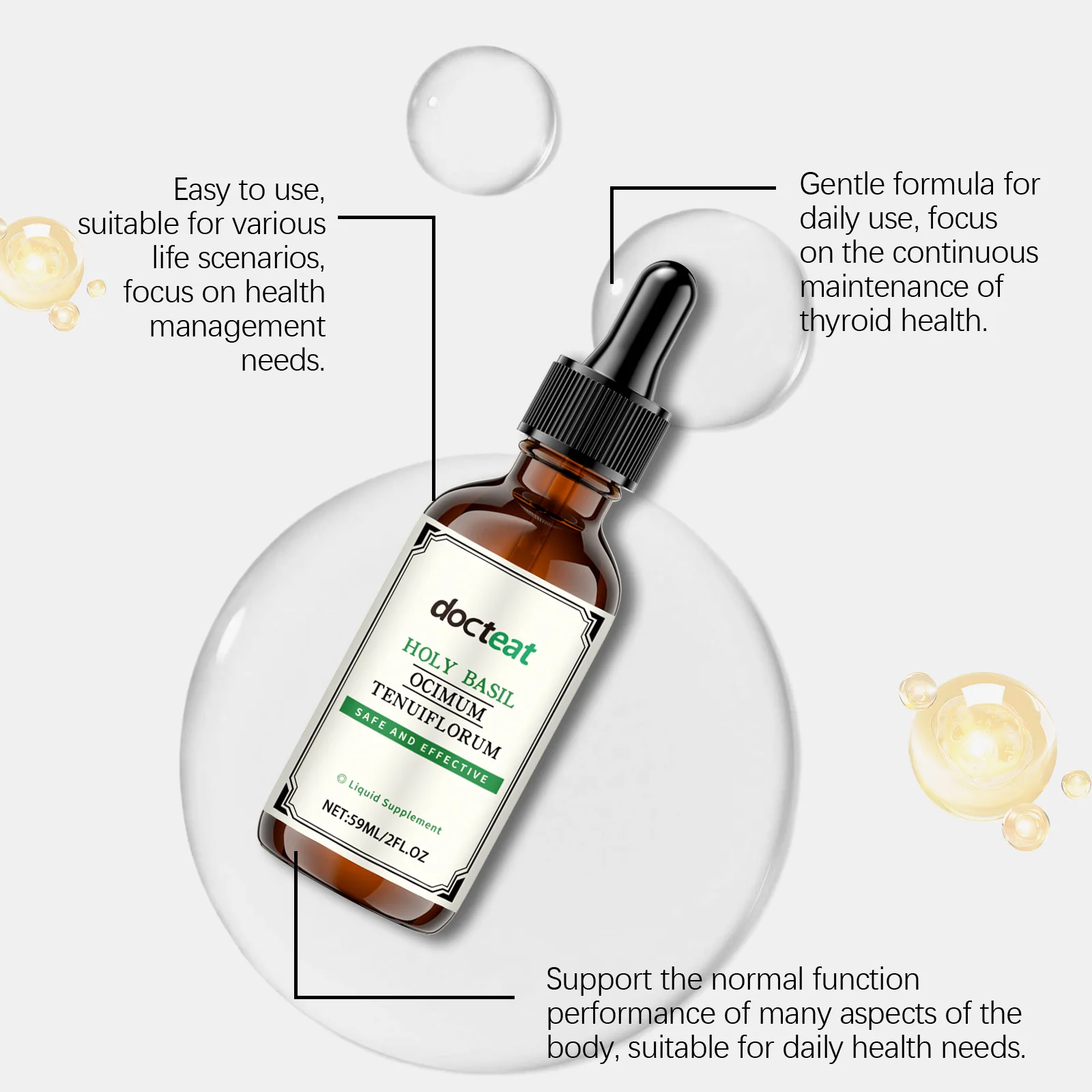 Thyroid Health Liquid Oral Drops Hormone Balance Support Supplement Rich In Iodine Selenium Zinc Boost Metabolism Daily Energy