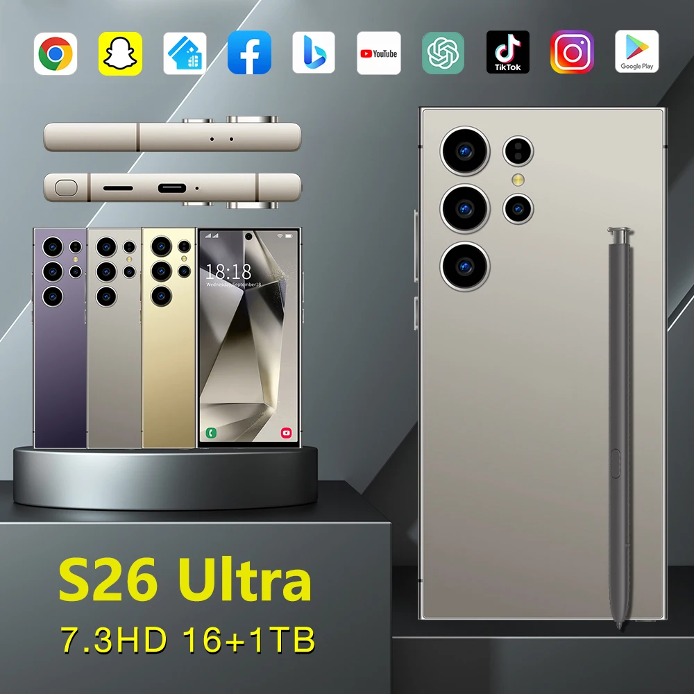 New 2026 Hot S26 Ultra original intelligent 5G dual card dual standby system global version 7.3 inch 8000mAh battery Arrival