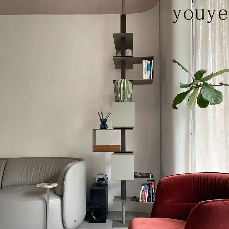BJ Italian Light Luxury Rotating Bookshelf Multi-layer Storage Creative Stainless Steel Bookcase Living Room Metal Display Shelf