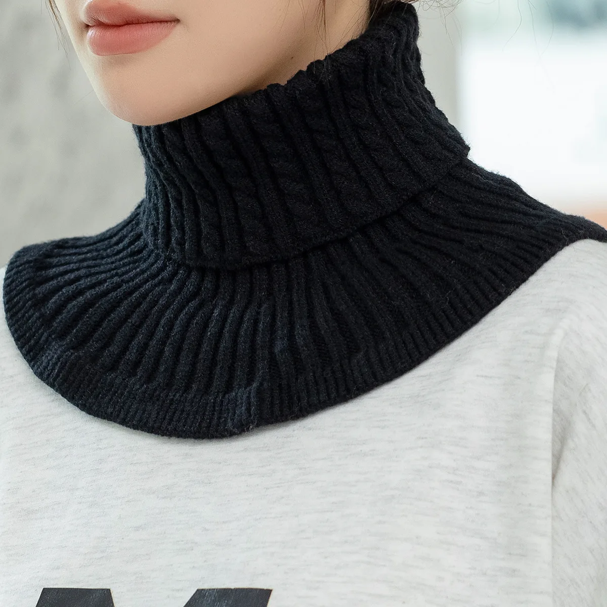 New Knitted Wool Small Neckline Scarf Solid Color Simple and Versatile Cold Protection Warm High Collar Children