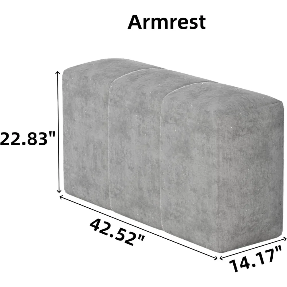 Canapé sectionnel modulaire surdimensionné moderne avec 1 accoudoir, canapé à coussin doux en Chenille scintillante avec 2 oreillers, combinaison Tuf DIY